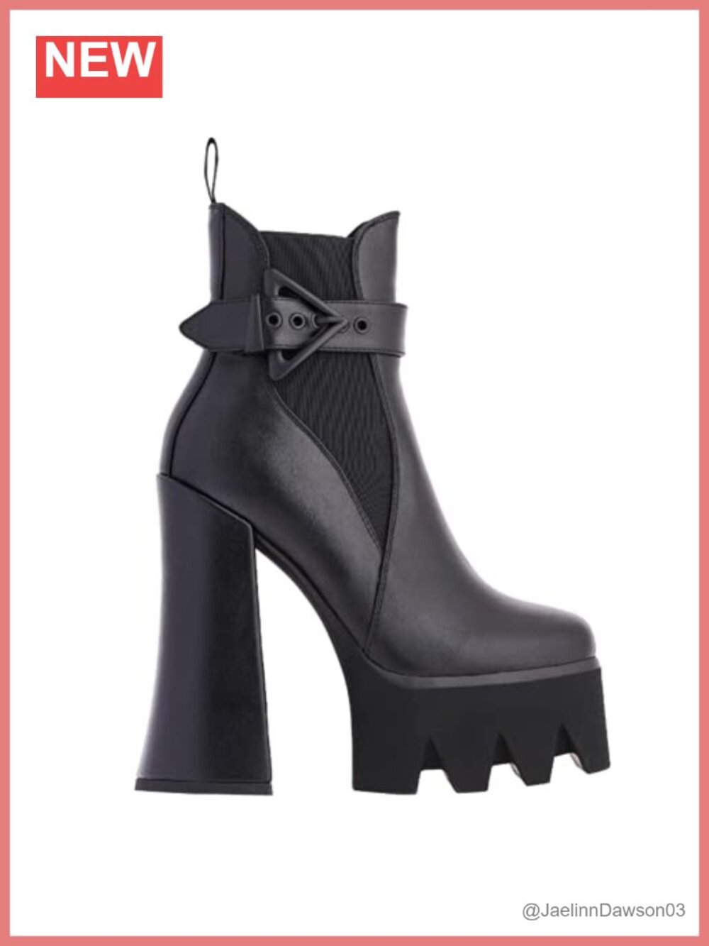 Women's Chunky Platform Ankle Boots with Buckle Strap
